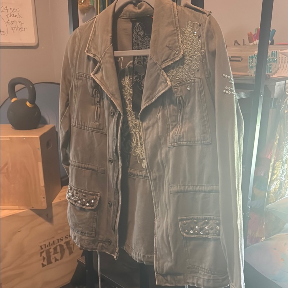 Miss Me Gray Utility Jacket with Vintage Appeal